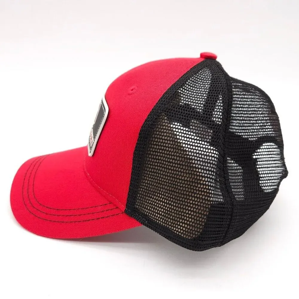 General Tire Mesh Strapback Trucker Patch Hat Ball Cap‎ Red Black Adjustable New